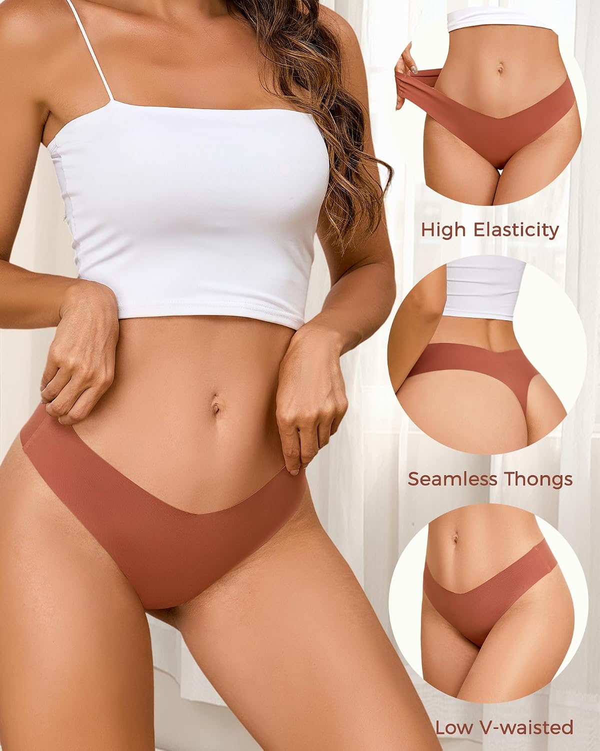 Seamless V-Waist Thongs for Women