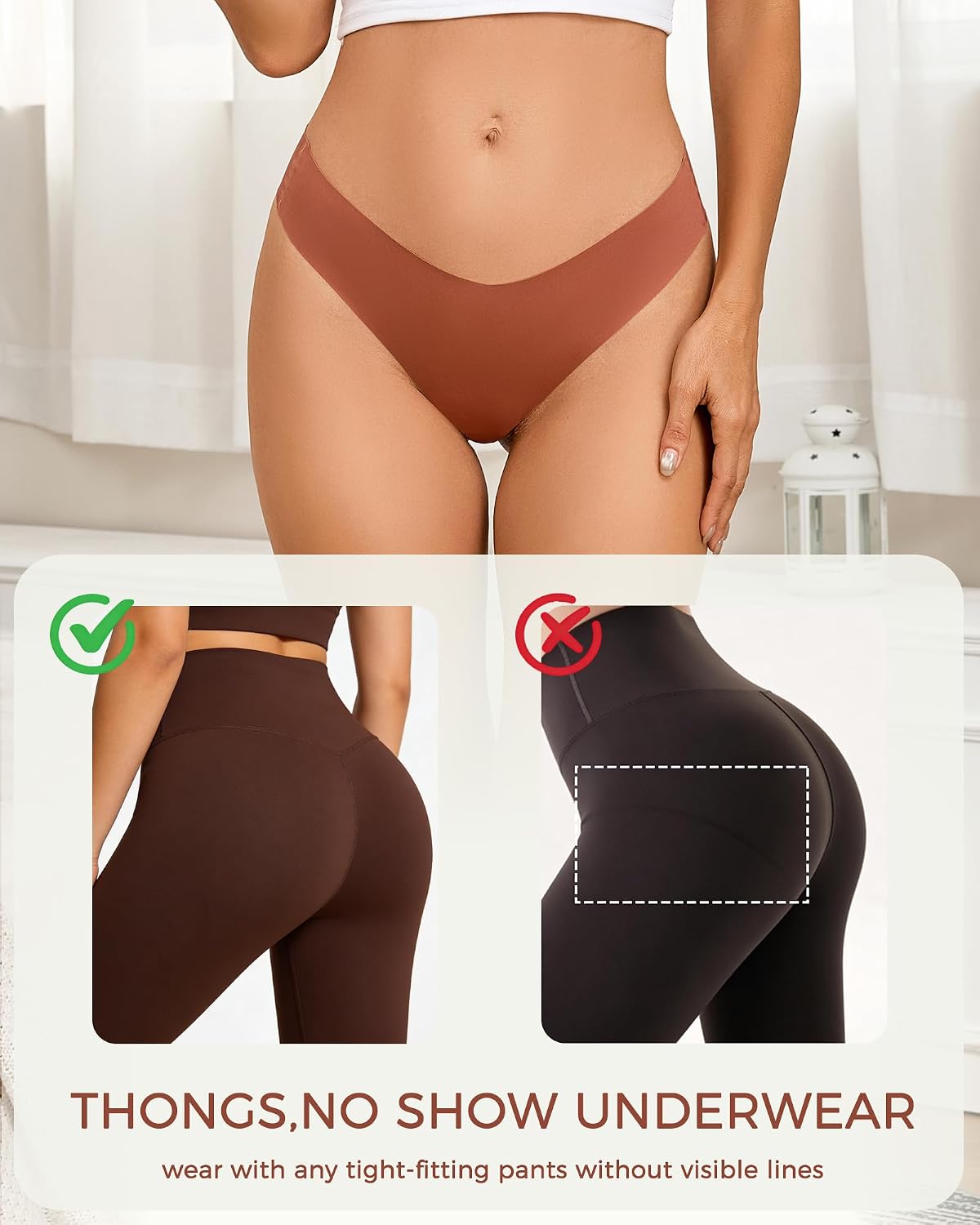 Seamless V-Waist Thongs for Women